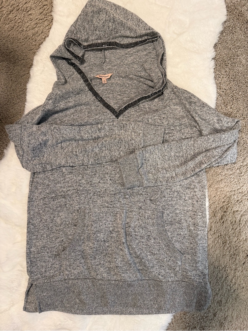 Juicy Couture Heather Gray Hooded Pullover Sweater